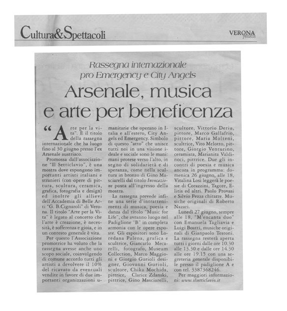 Articolo: Arsenale, musica e arte per beneficenza